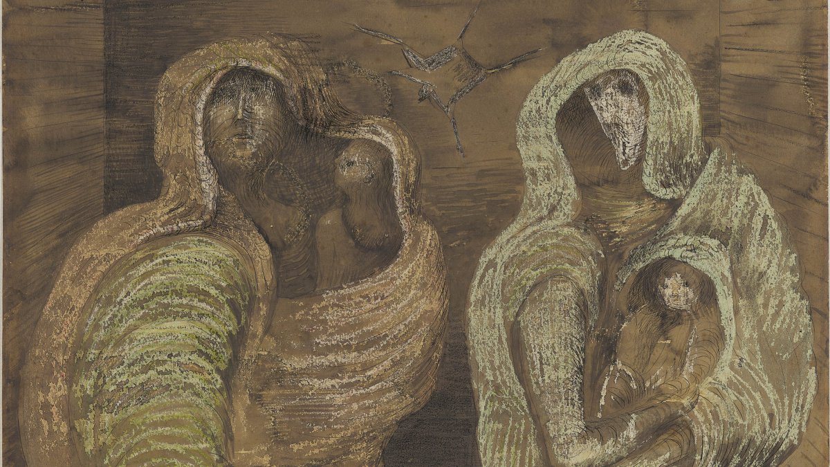 Two Mothers Holding Children - Moore, Henry. Museo Nacional